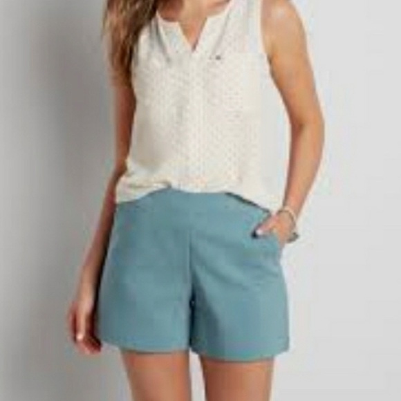 MAURICES Jeans Trouser Casual Shorts Teal Blue Plus Size 13/14 NWT - Picture 3 of 3